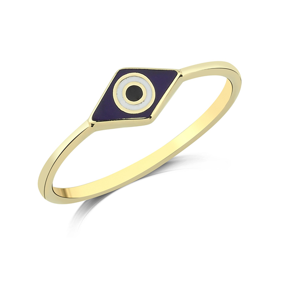 Mavi Mineli 14 Ayar Altın Yüzük