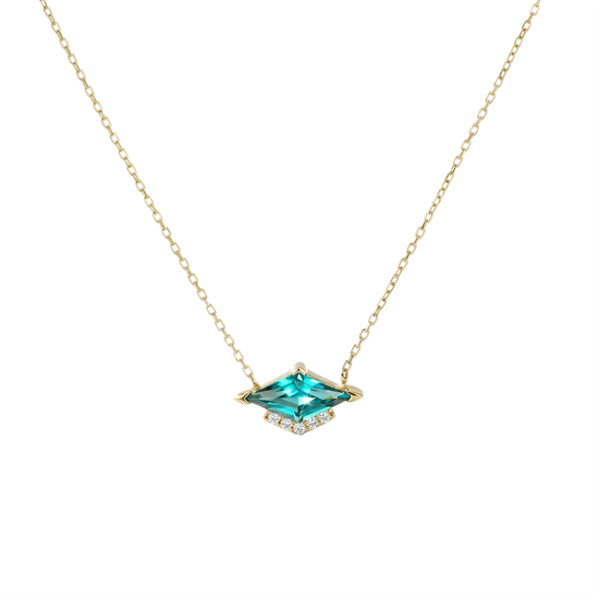 Mavi Taşlı 14 Ayar Altın Kolye