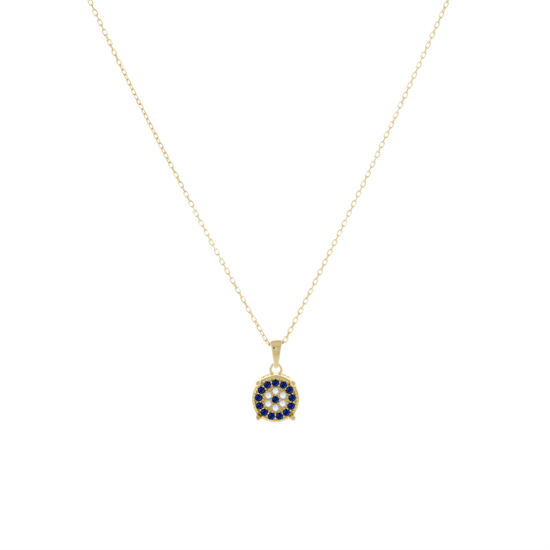 Mavi Taşlı 14 Ayar Altın Kolye