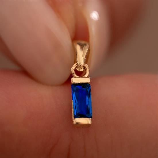 Mavi Taşlı Minimal 14 Ayar Kolye Ucu