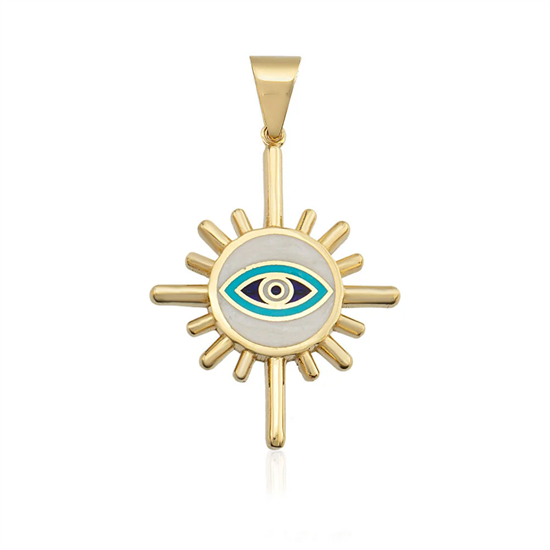 Göz Mine Detaylı Kolye Ucu 14 Ayar Altın