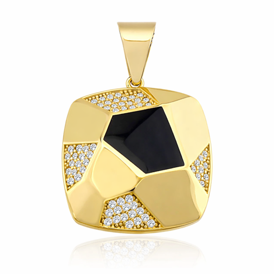 Mineli Taş Detaylı Kolye Ucu 14 Ayar Altın