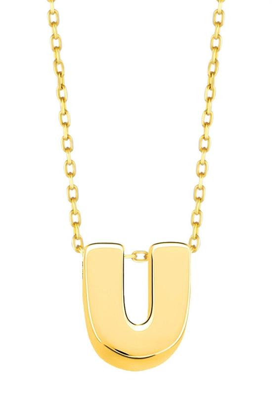 Minimal 0.7Mm U Harfli Kolye 14 Ayar Altın