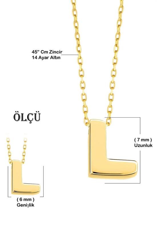 Minimal 0.7 Mm L Harfli Kolye 14 Ayar Altın