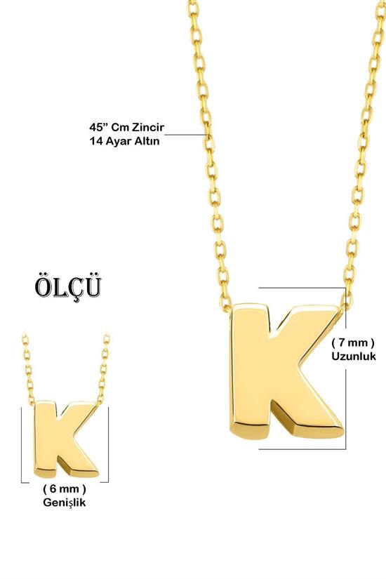 Minimal 0.7 Mm K Harfli Kolye 14 Ayar Altın