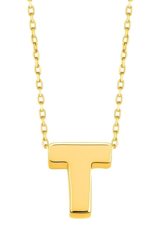Minimal 0.7Mm T Harfli Kolye 14 Ayar Altın