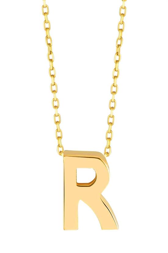 Minimal 0.7 Mm R Harfli Kolye 14 Ayar Altın