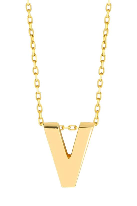Minimal 0.7Mm V Harfli Kolye 14 Ayar Altın
