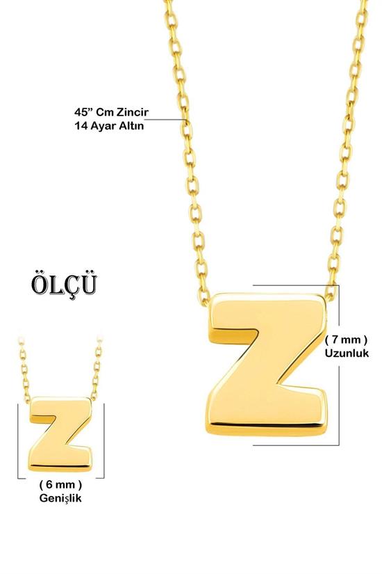 Minimal 0.7Mm Z Harfli Kolye 14 Ayar Altın