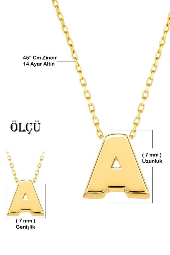 Minimal 0.7 Mm A Harfli Kolye 14 Ayar Altın
