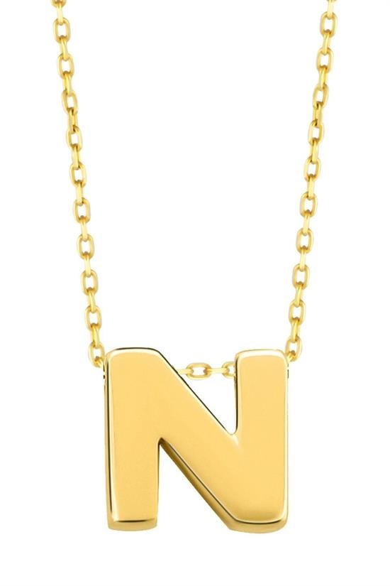 Minimal 0.7 Mm N Harfli Kolye 14 Ayar Altın