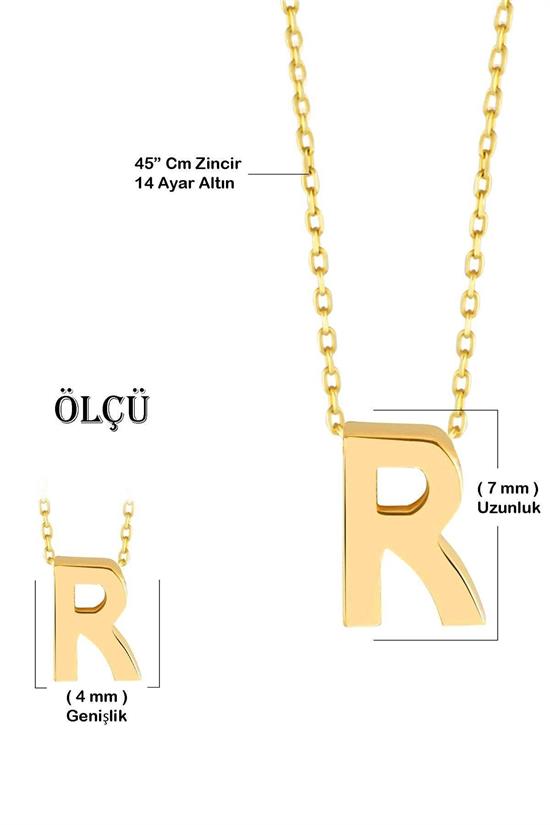 Minimal 0.7 Mm R Harfli Kolye 14 Ayar Altın