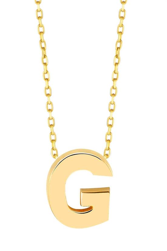 Minimal 0.7 Mm G Harfli Kolye 14 Ayar Altın
