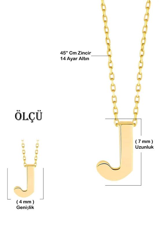 Minimal 0.7 Mm J Harfli Kolye 14 Ayar Altın