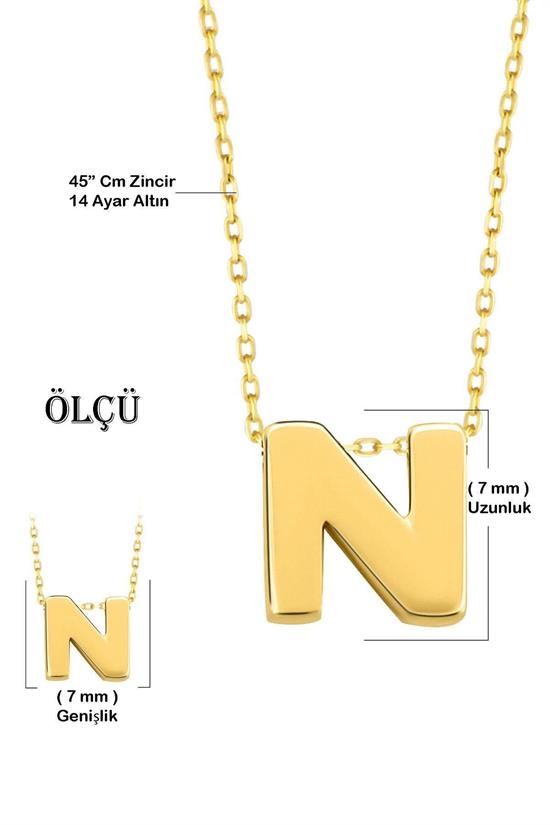 Minimal 0.7 Mm N Harfli Kolye 14 Ayar Altın