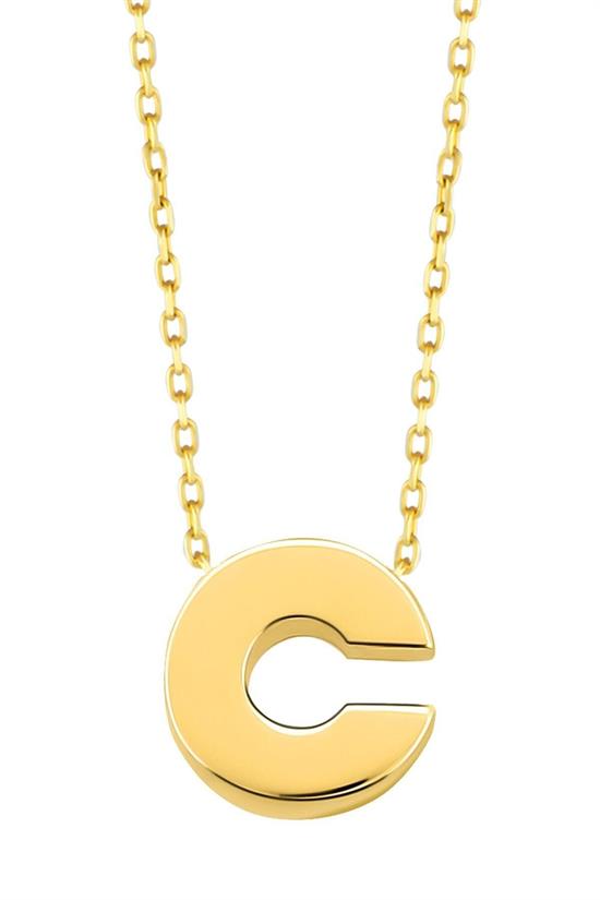 Minimal 0.7 Mm C Harfli Kolye 14 Ayar Altın