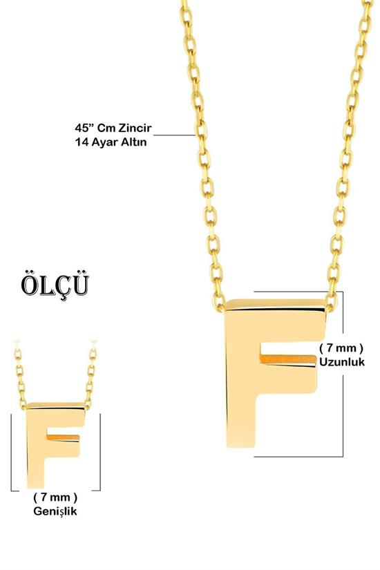 Minimal 0.7 Mm F Harfli Kolye 14 Ayar Altın