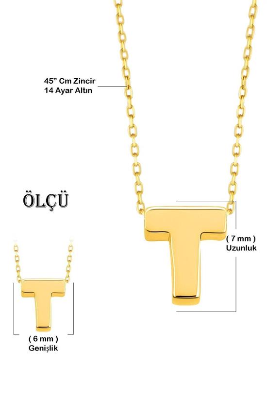 Minimal 0.7Mm T Harfli Kolye 14 Ayar Altın