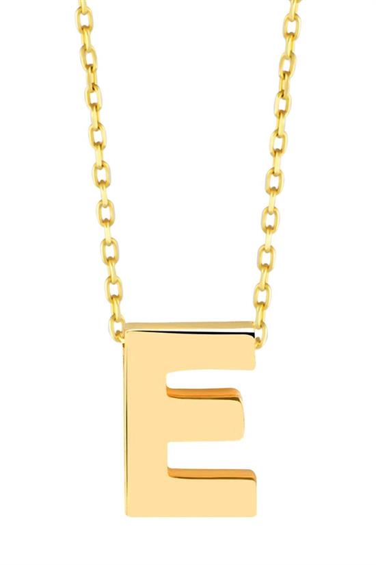 Minimal 0.7 Mm E Harfli Kolye 14 Ayar Altın