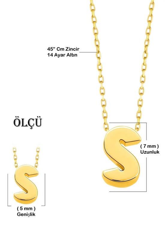 Minimal 0.7 Mm S Harfli Kolye 14 Ayar Altın