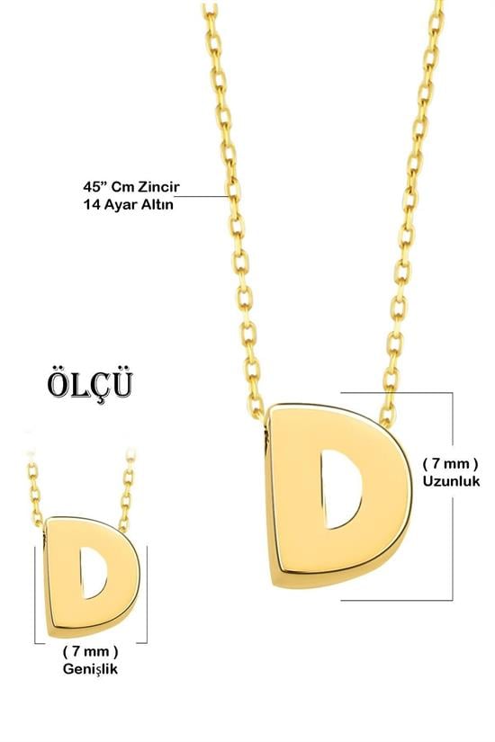 Minimal 0.7 Mm D Harfli Kolye 14 Ayar Altın