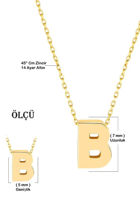 Minimal 0.7 Mm B Harfli Kolye 14 Ayar Altın