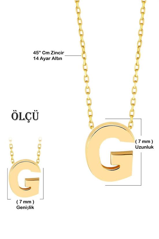 Minimal 0.7 Mm G Harfli Kolye 14 Ayar Altın