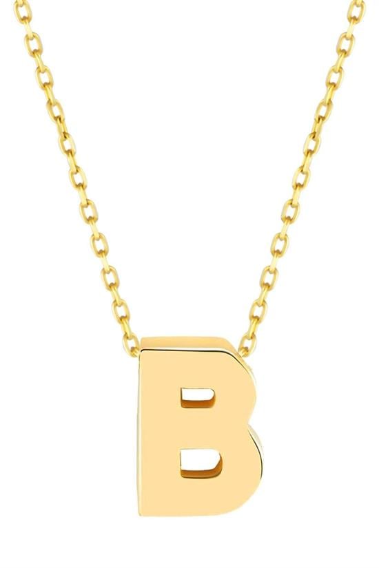 Minimal 0.7 Mm B Harfli Kolye 14 Ayar Altın