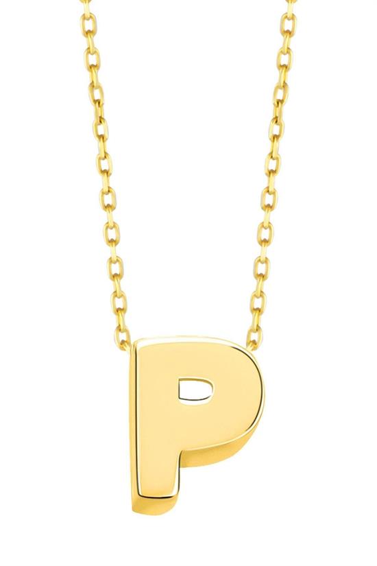 Minimal 0,7 Mm P Harfli Kolye 14 Ayar Altın