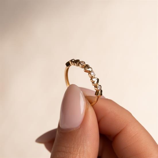 Minimal Kalpli Taşlı 14 Ayar Altın Yüzük