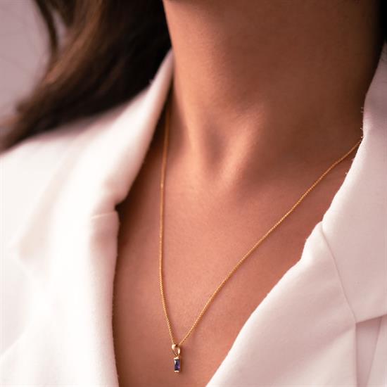 Minimal Mor Taşlı 14 Ayar Altın Kolye