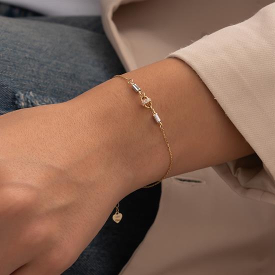 Minimal Taşlı 14 Ayar Altın Bileklik