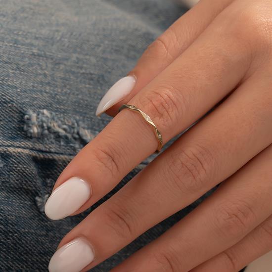 Minimal Taşlı 14 Ayar Altın Yüzük