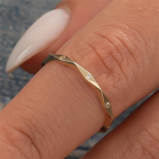 Minimal Taşlı 14 Ayar Altın Yüzük