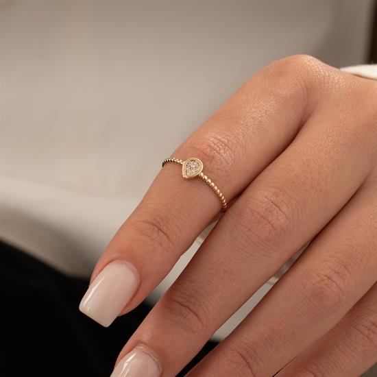 Minimal Taşlı 14 Ayar Altın Yüzük