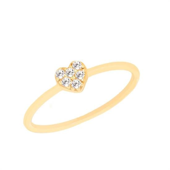 Minimal Taşlı Kalp 14 Ayar Altın Yüzük