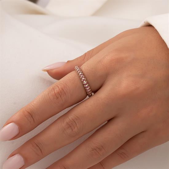 Mor - Beyaz Taşlı 14 Ayar Altın Yüzük