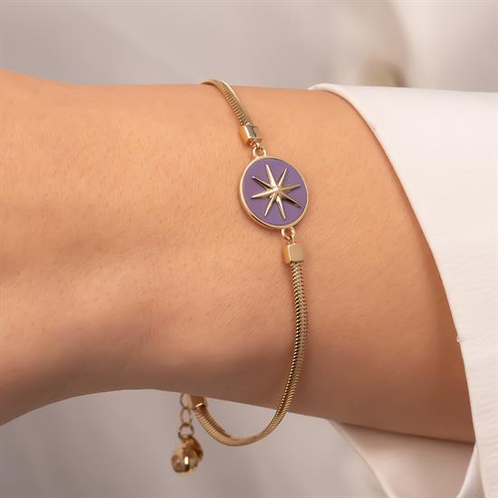 Mor Mineli Kuzey Yıldızı 14 Ayar Altın Bileklik