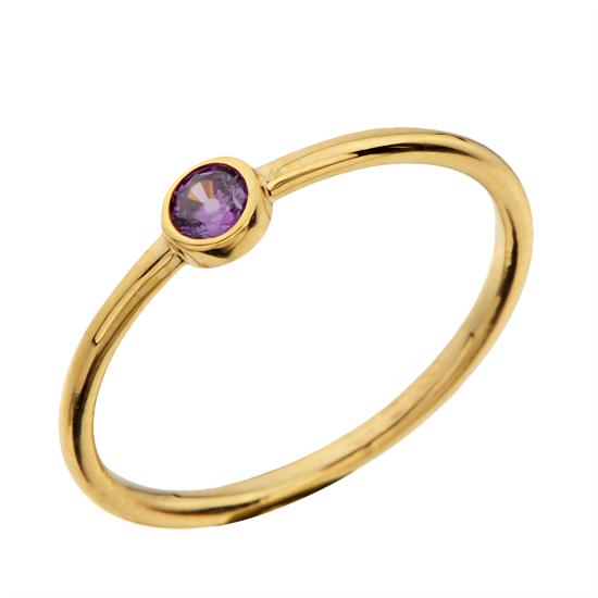 Mor Taşlı 14 Ayar Altın Yüzük 