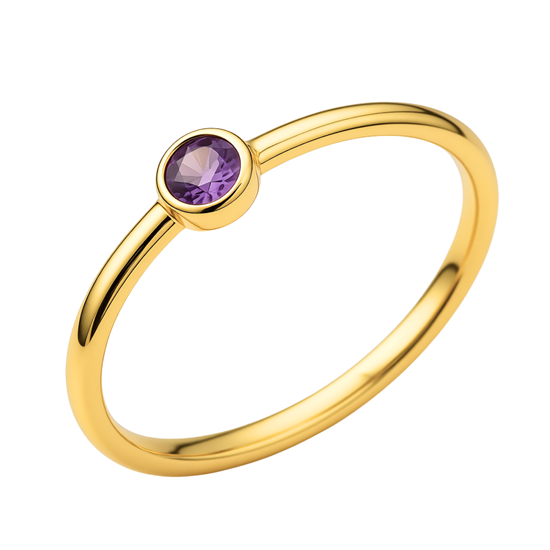 Mor Taşlı 14 Ayar Altın Yüzük 