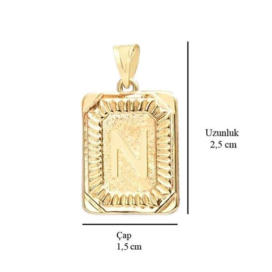 N Harfi 14 Ayar Altın Kolye Ucu
