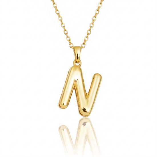 N Harfi Balon Model 14 Ayar Altın Kolye