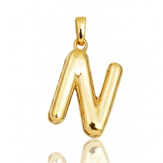 N Harfi Balon Model 14 Ayar Kolye Ucu