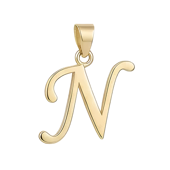 N Harfi El Yazısı 14 Ayar Kolye Ucu