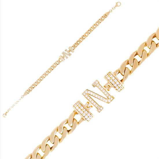 N Harfli 14 Ayar Altın Bileklik