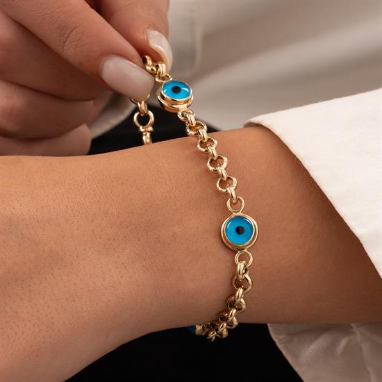 Nazar Boncuklu 14 Ayar Altın Bileklik