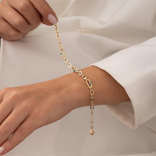 Nazar Boncuklu 14 Ayar Altın Bileklik