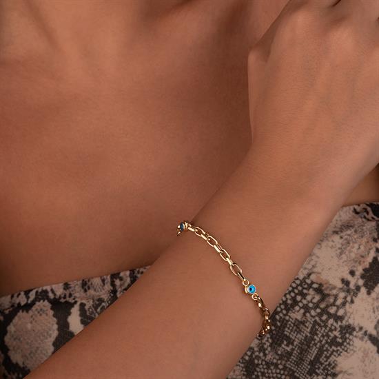 Nazar Boncuklu 14 Ayar Altın Bileklik