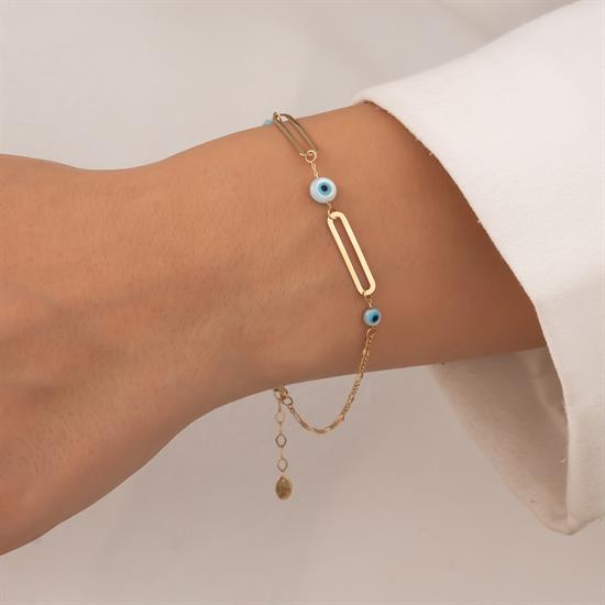 Nazar Boncuklu 14 Ayar Altın Bileklik