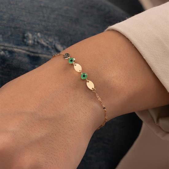 Nazar Boncuklu 14 Ayar Altın Bileklik